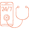icon of a phone and stethoscope