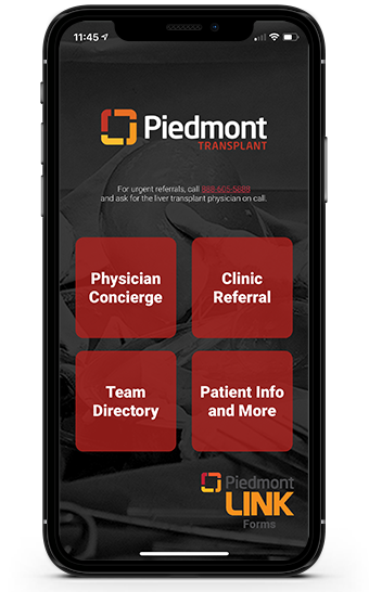 Piedmont Transplant App Screen 1
