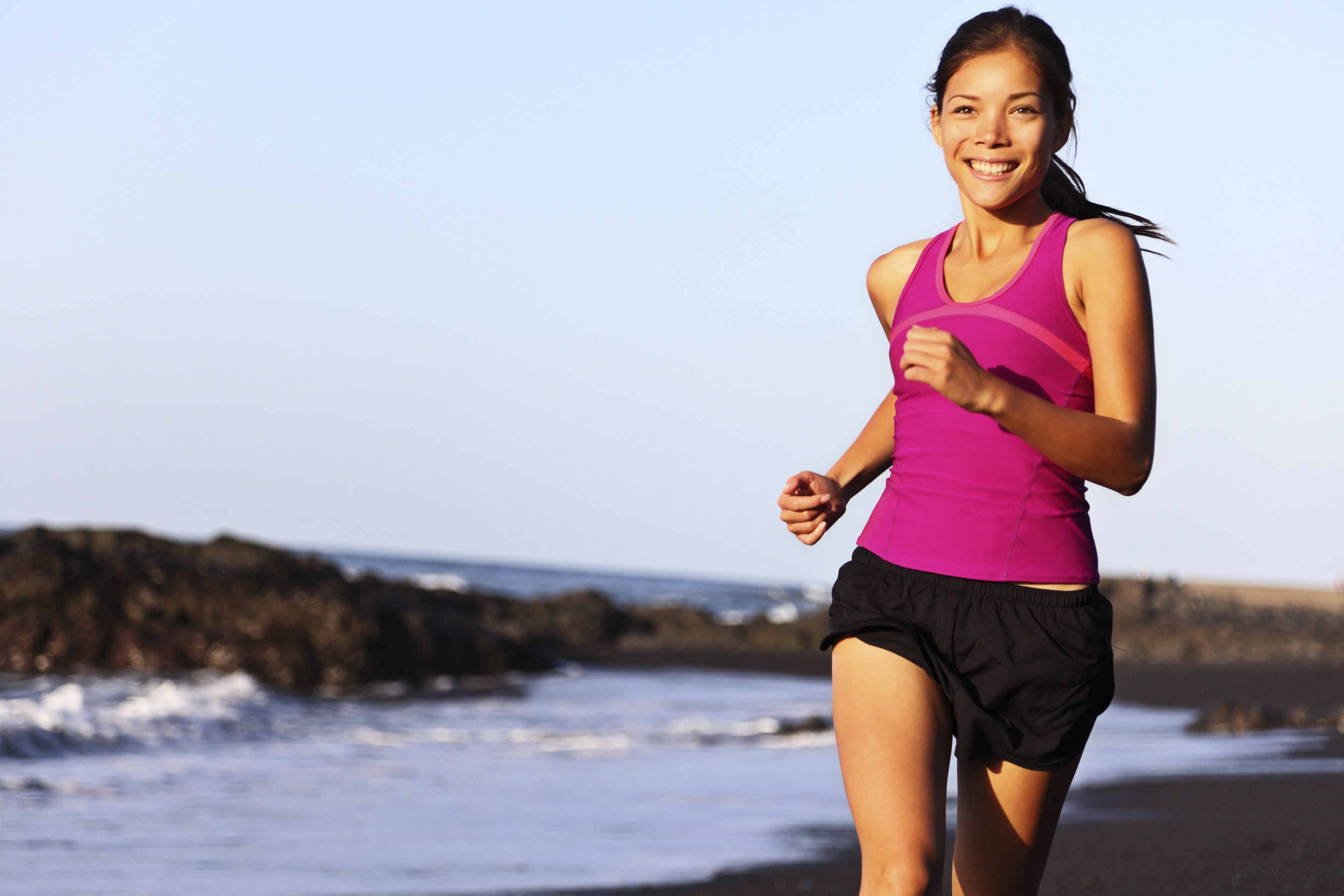 Beach running on vacation