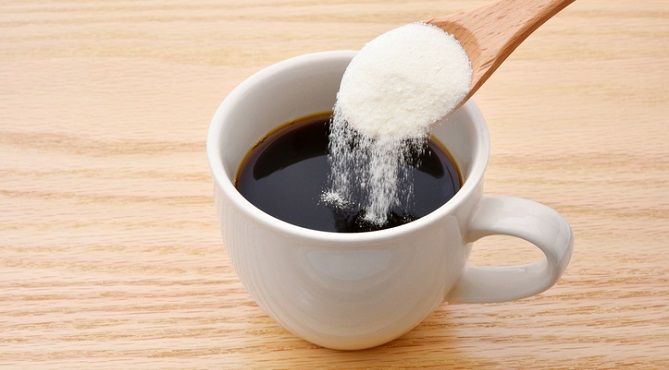 Collagen peptide supplement in coffee.
