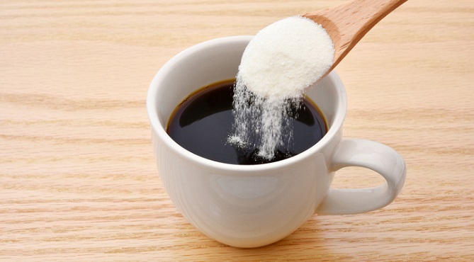 Collagen peptide supplement in coffee.