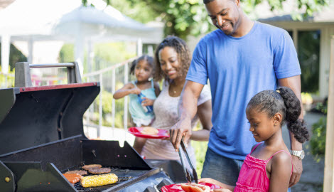 Grilling outside with the family.