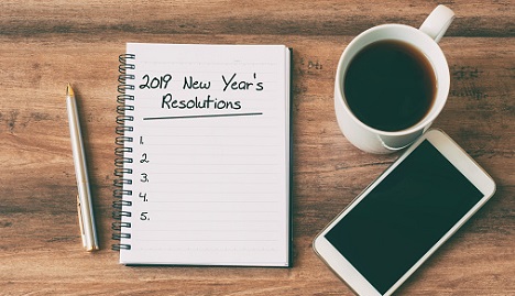 New Year's resolutions listed out on paper.