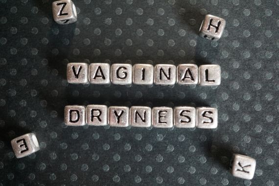 photo of the words vaginal dryness spelled out with block letters