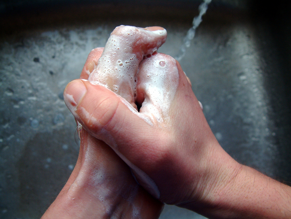 Washing your hands before eating.