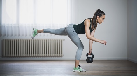 Women working out at home.