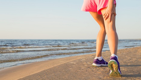 Pulled muscle while running on the beach.