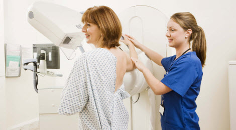 Female at her mammogram screening.