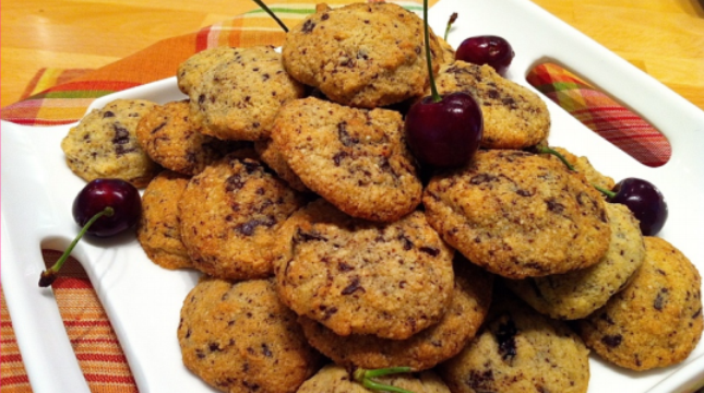 Almond chocolate cherry cookies