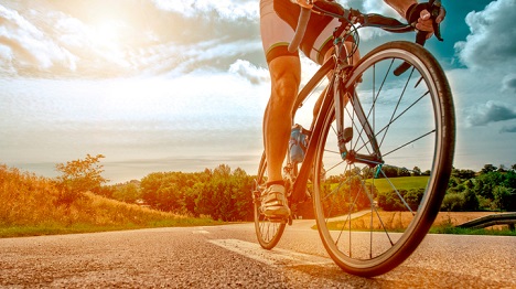 Bicycling on a street.