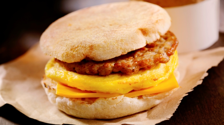 Breakfast sandwich. 