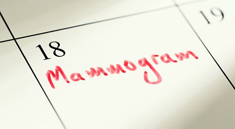 Mammogram scheduled on calendar. 