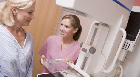 Woman getting a mammogram