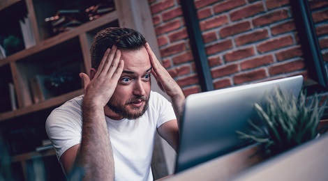 Man researching health information on the internet.