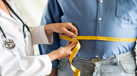 A patient carrying extra weight at the office.