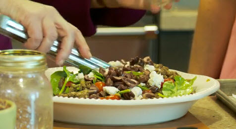 Ancient grains and warm lentil & feta salad