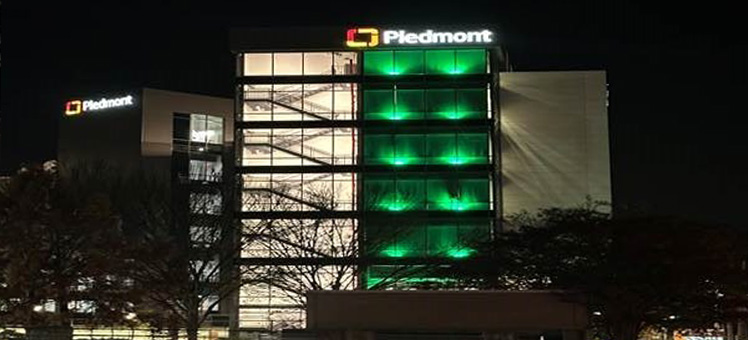 Piedmont Athens New Tower with Green Lights