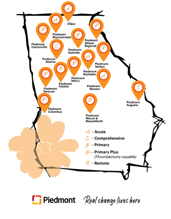 Piedmont Stroke Center Map