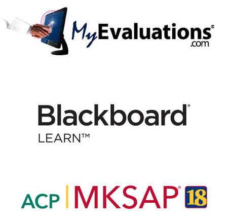 Logos for MyEvaluations, Blackboard and ACP