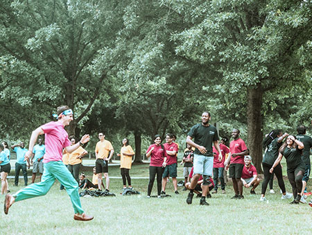 A man running at an event