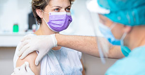 Woman getting a flu shot