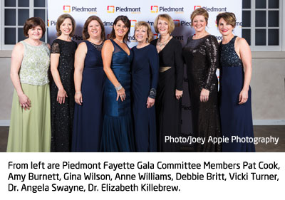 From left are Piedmont Fayette Gala Committee Members Pat Cook, Amy Burnett, Gina Wilson, Anne Williams, Debbie Britt, Vicki Turner, Dr. Angela Swayne, Dr. Elizabeth Killebrew.
