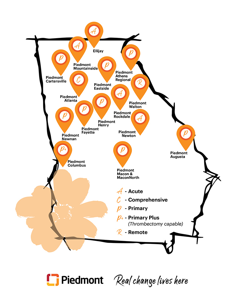 Piedmont Stroke Center Map