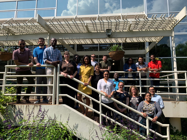 The PARGME team posing for a photo on some stairs